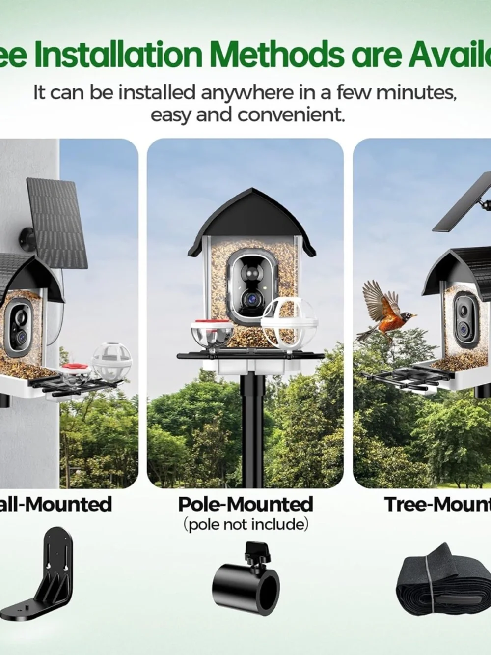 Smart Bird Feeder with Camera - Solar Powered Bird Watching Camera with 2K